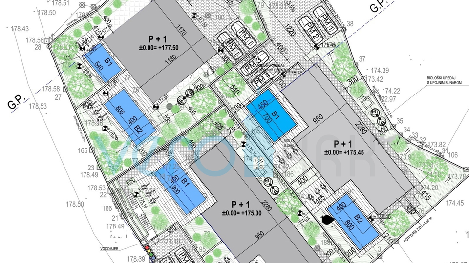 Krk, Linardići, teren 2048m2, projekt za resort, tri vile, prodaja